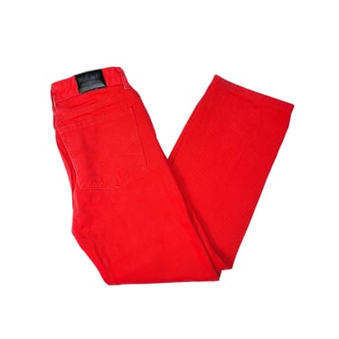 Vintage Red Denim Jeans Chams Bull Denim Jeans High Waisted Straight Leg Jeans Size 18, 26