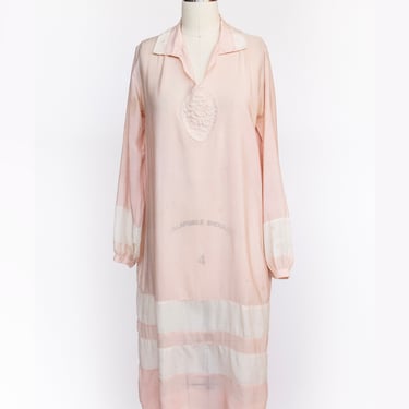 1920s Antique Dress Striped Silk Pink S 