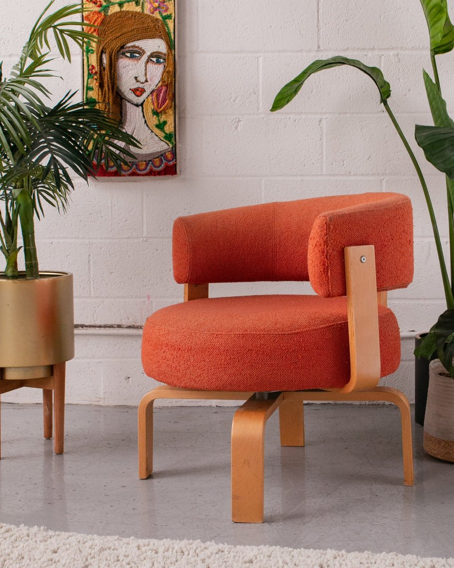Distressed Orange Club Chair Sunbeam Vintage Highland Park Los