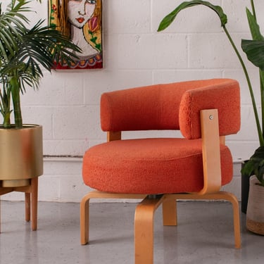 Distressed Orange Club Chair