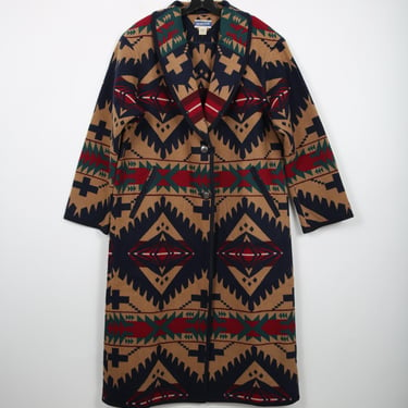 Pendleton Long Wool Coat Jacket Multi Color Aztec Southwestern Yellowstone Coat Winter Coat Blanket Coat 