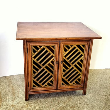 Hollywood Regency Fretwork End Table / Cabinet 