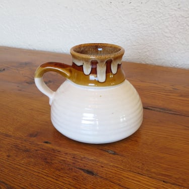 Vintage Ceramic Travel Mug Wide Base Non Slip  16 fl oz. Belly Mug Drip Glaze 