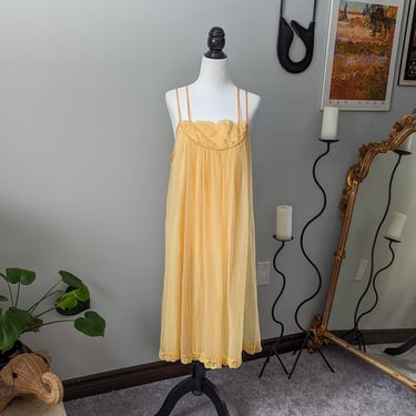 Vintage Yellow Flowy Lingerie Dress 