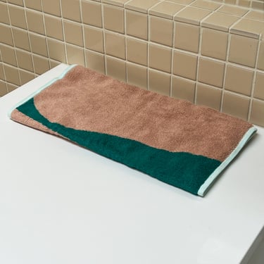 Salmon + Kelly Green Bamboo Hand Towel