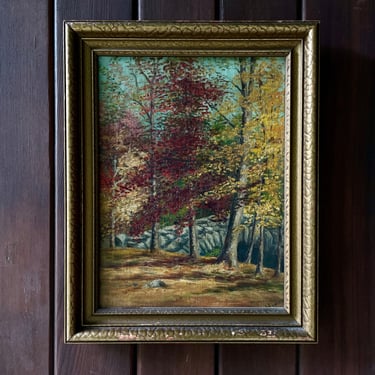 Oil Painting Hawley Tree Scape Vintage Mid-Century 