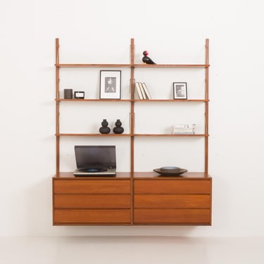 Scandinavian teak wall unit in the style of Cadovius, Kristiansen, 1960s 