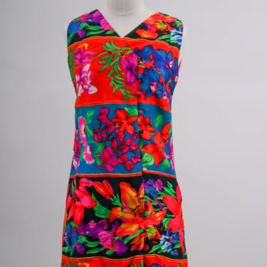 1960s Bright and Vibrant Hawaiian Vest Mini Dress