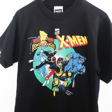 Power Rangers shirt / X Men shirt / 1990s Power Rangers X Men 90s tv show cartoon comic book shirt Small 