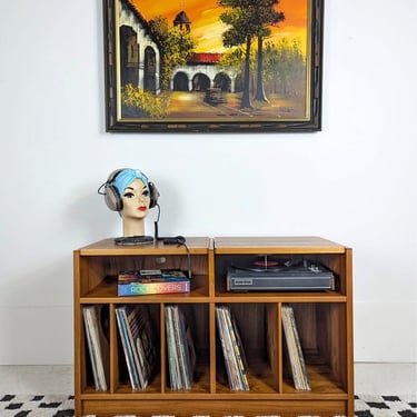 Mid Century Danish Modern Teak Record Player Stand & Storage