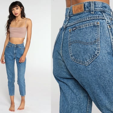 Lee Tapered Jeans 90s Mom Jeans Riders High Waist Jeans 1990s High Waisted Denim Pants 90s Vintage Blue Hipster Retro Denim Small 26 Petite 