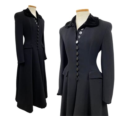 Vtg Vintage 00s Giorgio Armani Peaky Blinders style Victorian Revival Black Coat 
