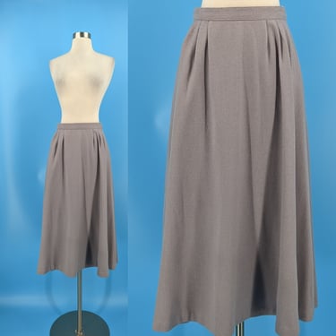 Vintage 80s Tomboy XS Purple Wool Blend A-line Mid Length Skirt - Eighties Purple Midi Skirt 