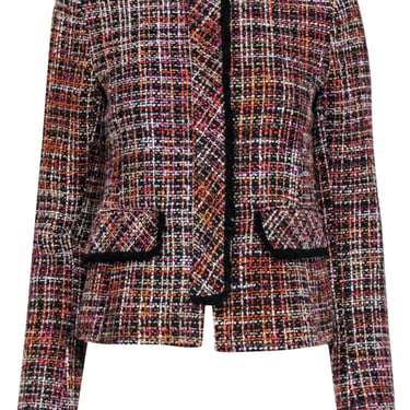 Helene London - Multicolor Tweed Zip-Up &quot;Judy&quot; Blazer w/ Frayed Trim Sz M