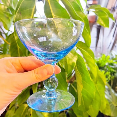 Vintage Libby Sky Blue Champagne Coup Glass Set