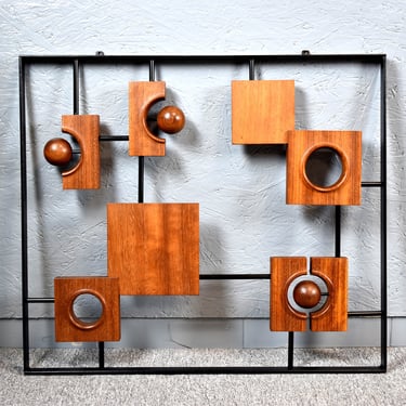 seltene Wandskulptur Günter Petzold & Horst Michel DDR Kunst Design Teak Holz Stahl Wandplastik Skulptur 50er 60er mid century Kunstwerk 
