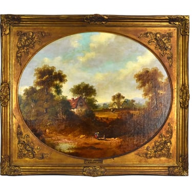 James Watney Wilson 1858 English Landscape Painting Pastoral Farm Scene 