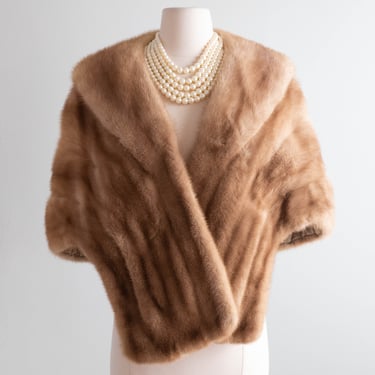 Fabulous 1950's Autumn Haze Mink Wrap With Pockets / OS