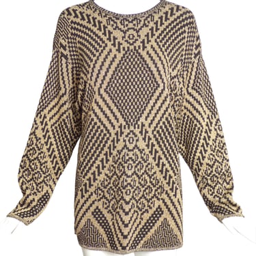 PIERRE CARDIN- 1980s Metallic Sweater Tunic, Size 10