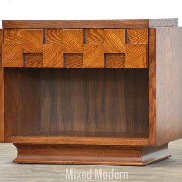 Brutalist Oak Nightstand by Lane 