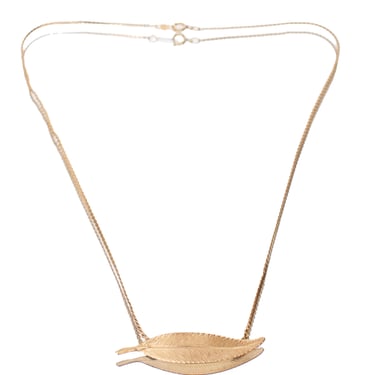 12K Gold S Chain Leaf Necklace