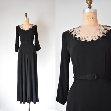 Doris 1930s evening gown, 1940s dress, black maxi dress, beaded dress, dress women formal 