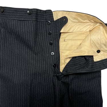 Vintage Dated 1935 NRA Label Wool Button-Fly Trousers ~ 31 Waist ~ Striped Pants ~ Suit ~ 30s ~ Deco ~ National Recovery Act 