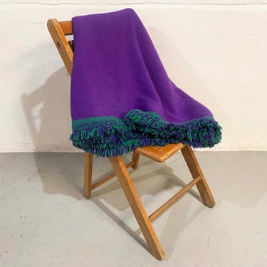Vintage Cannon Bedspread Twin Purple Green Blanket Retro Throw Bed Spread Fringe 1960s 