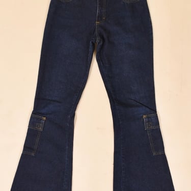 Darkwash Bellbottom Cargo Jeans By Mudd, XS/S