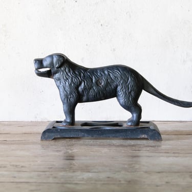 Dog Nutcracker, Vintage Wrought Iron St. Bernard Nut Cracker, Canine Statue, FREE Shipping 