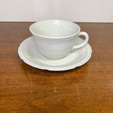 Vintage Anchor Hocking Alice Ivory Tea Cup and Saucer 