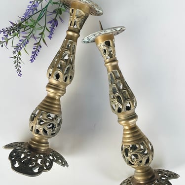 Moroccan Brass Candle Stick Holders