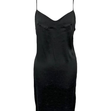 Chanel Black Silk Camellia Logo Slip Dress