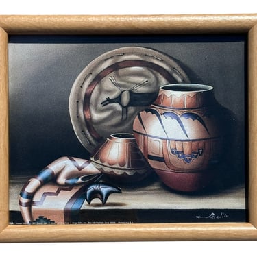 C. 1991 Steven Lee “Indian Vases” Southwestern Style Still Life Print Framed Under Glass 