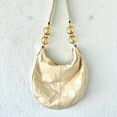 Vintage Jill Stuart Y2k Leather Bag White Hobo Shoulder Purse 