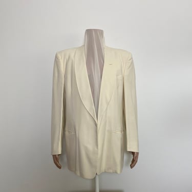 Vintage 1950s White Formal Tuxedo Jacket 50s Size Large 