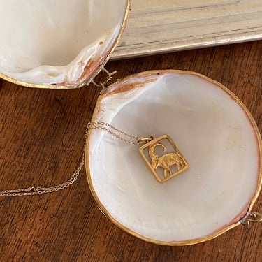 vintage French gold tone Capricorn astrological pendant