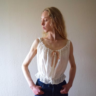Vintage Edwardian CorsetCover | Vintage white cotton corset