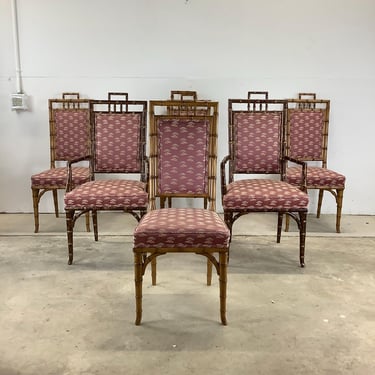 Vintage Faux Bamboo Highback Dining Chairs- set of Six 