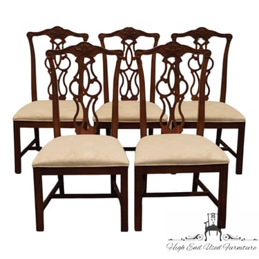 Set of 5 STANLEY FURNITURE Solid Cherry Traditional Chippendale Style Dining Side Chairs 