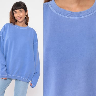 Periwinkle Blue Sweatshirt 90s Pullover Crewneck Sweatshirt Plain Solid Crew Neck Sweater Retro Blank Shirt Oversized Vintage 1990s 2xl xxl 