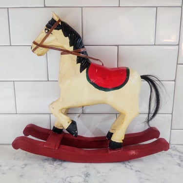 Vintage Wooden Handpainted Rocking Horse 