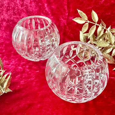 Crystal Candle Holders, Faceted, Diamond Cut, Vintage, Set of 2, Home Decor, Sustainable Gift 