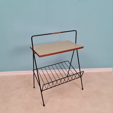 String German vintage side table with newspaper shelf from the 60s 