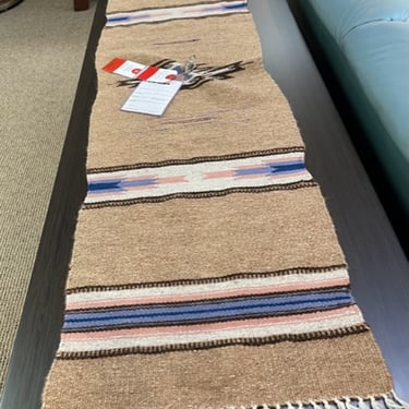 Zapotec Weaving Table Runner<br />Brown/Pink<br />100% Wool<br />53″ x 14.5″