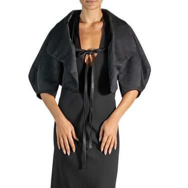 Morphew Collection Black Rayon Crepe Back Satin Jacket 