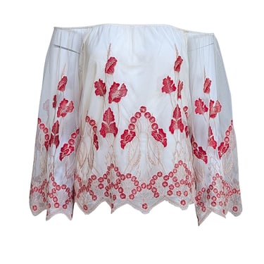 Alice + Olivia  White and Red Floral Blouse Sz XS