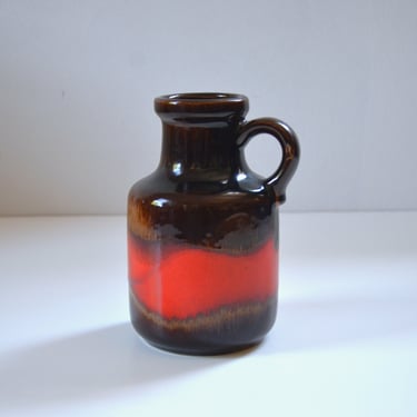 West German Art Pottery Vase in Brown and Red by Scheurich Keramik, 414-16 