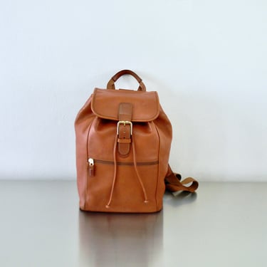 Vintage Coach British Tan Leather Backpack, XXL Unisex Rucksack, Refurbished Coach Backpack, Lightweight Leather Carry On Bag 