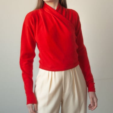6692t / red cashmere wrap sweater / 